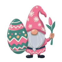 ai generato carino rosa gnomo con un Pasqua uovo png