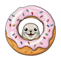 ai generado gráficos de un dulce rosquilla con un animal dentro png