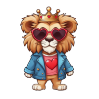 AI generated Valentine's Day graphics cute lion, png