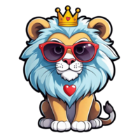 AI generated Valentine's Day graphics cute lion, png