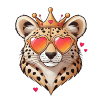 AI generated Valentine's Day graphics cute white jagurar, panther, png