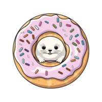 ai generato grafica di un' dolce ciambella con un animale dentro png