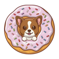 ai generado gráficos de un dulce rosquilla con un animal dentro png