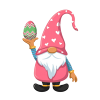 ai genererad söt rosa gnome med ett påsk ägg png