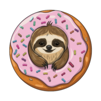 ai generado gráficos de un dulce rosquilla con un animal dentro png