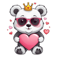 AI generated Valentine's Day graphics cute white little panda png