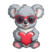 AI generated Valentine's Day graphics cute white koala png