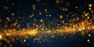 AI generated golden glitter background with bokeh effect photo