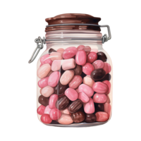 AI generated Jar Filled with Pink and Brown Candies. AI Generated Image png