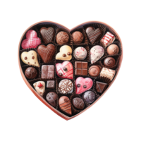 AI generated Heart Shaped Box Filled with Chocolates. AI Generated Image png