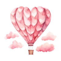 AI generated Hot Air Balloon with a Heart Shaped Balloon. AI generated image png