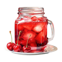 AI generated Two Glasses of Cherry Juice with Ice. AI generated image png