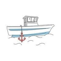 Simple linear graphic illustration with a boat vector