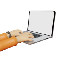 3d hand on laptop png