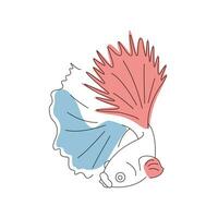 Simple linear graphic illustration with tropical fish vector