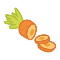 Carrot cut into pieces. Cute cartoon doodle illustration. vector