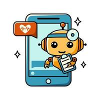 Using AI in medicine. Chat bot assistant for online applications. Cartoon vector concept illustration.