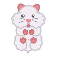 White hamster lying cute cartoon doodle illustration. Happy pet. vector