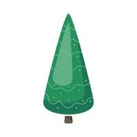 Fantasy cartoon flat green pine tree. Abstract forest, park or garden plant. Bright stylized clipart. Cute vector illustration isolated on white background. Element for seasonal graphic design.