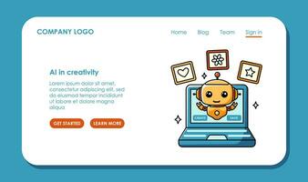 web página diseño acerca de utilizando ai a generar imágenes y ilustraciones. charla larva del moscardón asistente para en línea aplicaciones sencillo vector préstamo concepto.