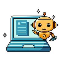 Using AI for text and content generation. Chat bot assistant for online applications. Cartoon vector concept illustration.