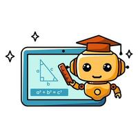 Using AI for education and science. Chat bot assistant for online applications. Cartoon vector concept illustration.