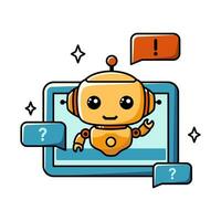 Using AI for consulting and customer support. Chat bot assistant for online applications. Cartoon vector concept illustration.