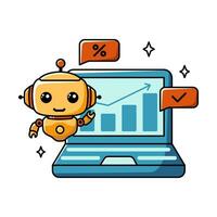 Using AI in business and finance. Chat bot assistant for online applications. Cartoon vector concept illustration.