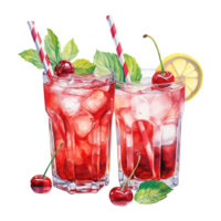 AI generated Two Glasses of Red Cocktail with Ice. AI generated image png