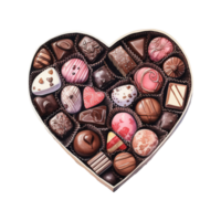 ai gerado coração em forma caixa preenchidas com chocolates. ai gerado imagem png