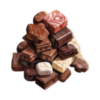 ai gerado coleção do empilhado chocolates. ai gerado imagem png