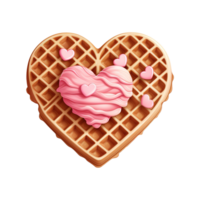 ai généré gaufre avec rose glaçage et cœurs. ai généré image png