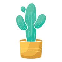 Cartoon flat indoor plant cactus in a pot for sticker design, seed packaging, flower shop logo vector