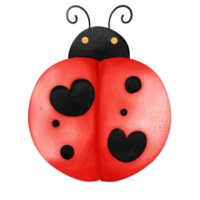 Happy Ladybug with Heart Symbolizing Love on Valentine's Day in a Cute Cartoon Illustration png