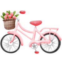 Floral Vintage Bicycle in Isolated watercolor Illustration with Red Accents for Sporty Retro Cycling and Travel png