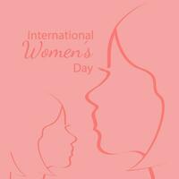 International Women's Day is celebrated every year on March 8. Greeting card Poster Design with woman silhouette. Vector illustration