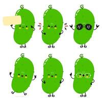 Funny Cucumber characters bundle set. Vector hand drawn doodle style cartoon character illustration icon design. Cute Cucumber mascot character collection