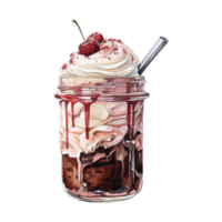 AI generated Chocolate Milkshake with Whipped Cream. AI Generated Image png