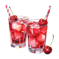 AI generated Two Glasses of Cherry Juice with Ice. AI generated image png