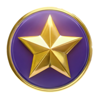 AI generated Star Button symbol 3d isolated on transparent background png