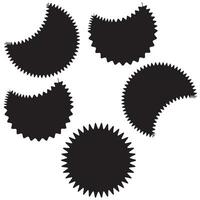 zig zag borde circulo forma recopilación. dentado circulo elementos colocar. negro gráfico diseño elementos para decoración, bandera, póster, plantilla, pegatina, insignia. vector