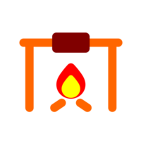 Campfire or fireplace burning wood. Bonfire illustration png