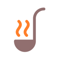 Kitchen soup ladle with smoke Icon. png