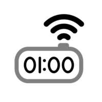 digital modern alarm clock with electronic digits. png