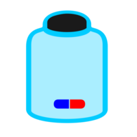 Pills, capsules on bottle. medical antibiotics. png
