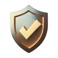 AI generated Setting Accept Shield icon Symbol 3d isolated on transparent background png