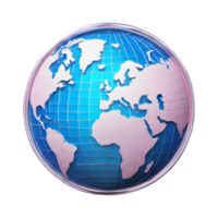 AI generated Globe Security icon Symbol 3d isolated on transparent background png