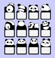 Nota y memorándum de panda personaje vector