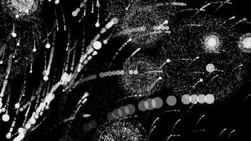 Amazing abstract animation of bright neon patterns from particles exploding on black background. Animation. Abstract blasts of digital neon fireworks photo