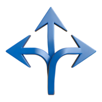 AI generated Three Way Intersection Arrows icon Symbol 3d isolated on transparent background png